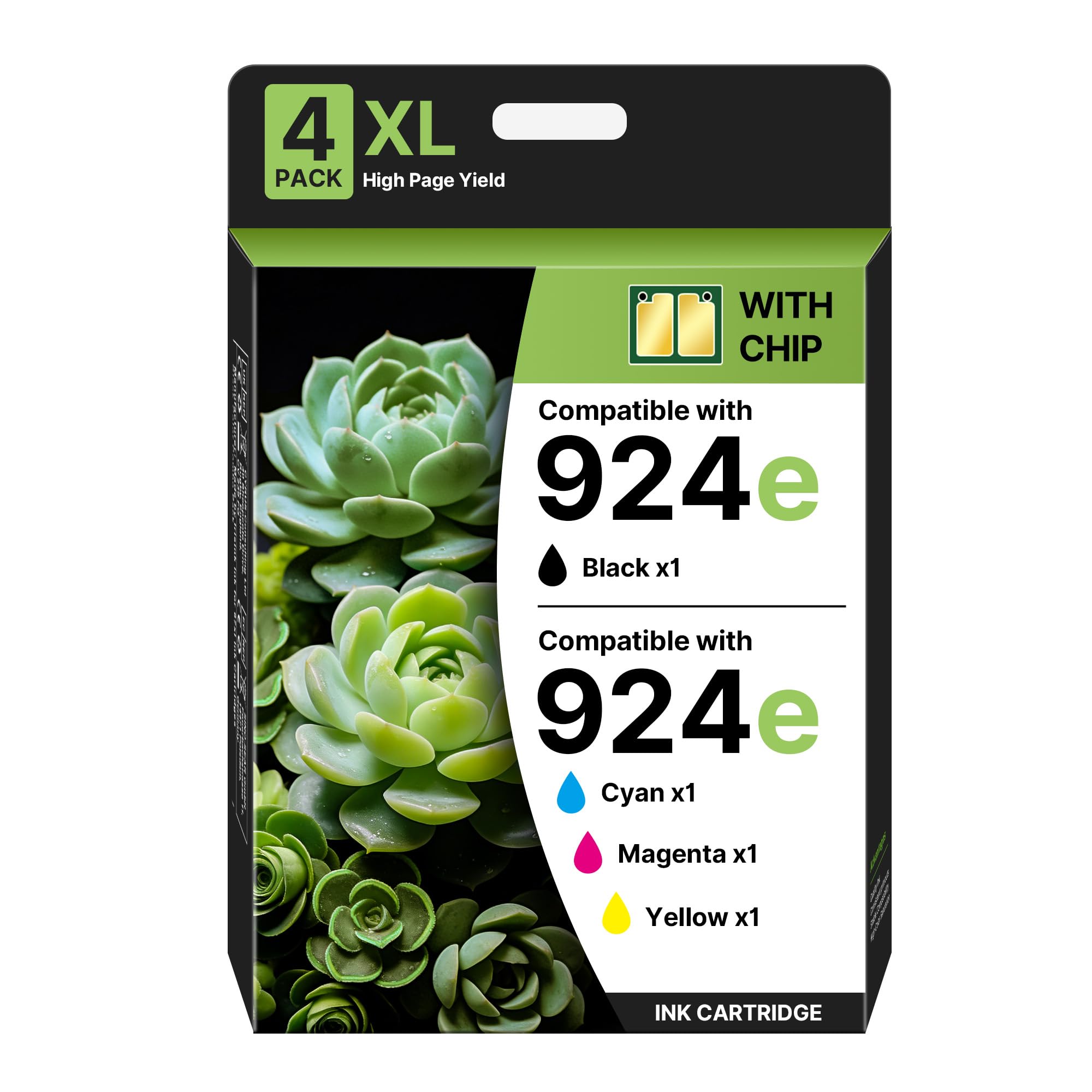 924e 924XL Druckerpatronen 924 mit Chip Ersatz für HP Officejet Pro 8122e | für 8132e 8120e 8130e 8124e 8125e 8135e 8120 8123 8128e 8130 8133 8134e 8138e (Schwarz Cyan Magenta Gelb, 4er-Pack)