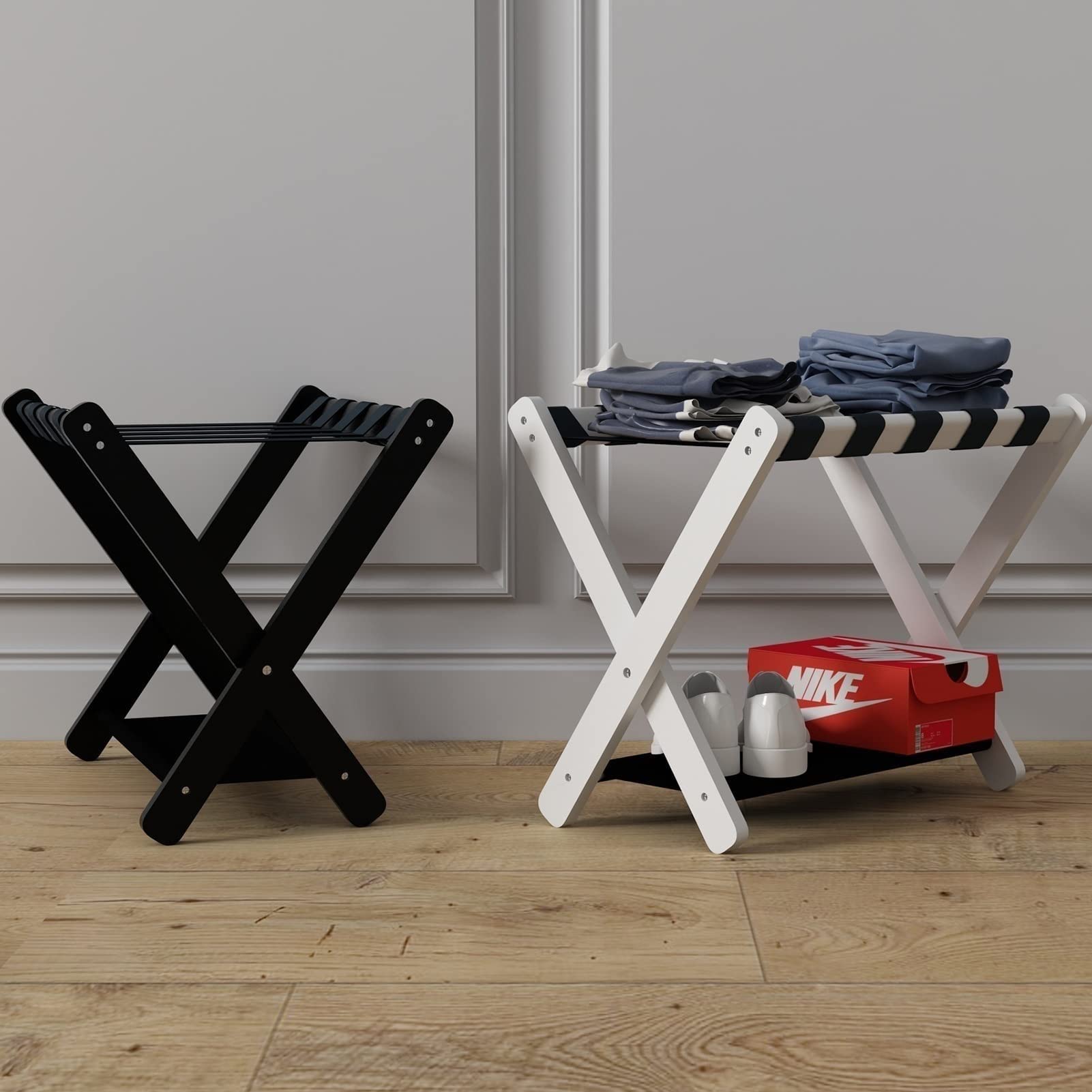 Portaequipajes para habitación de huéspedes: Soporte para Maletas, portaequipajes de Madera Maciza para el hogar del Hotel, Estante para Zapatos/Almacenamiento Multifuncional para el dormito