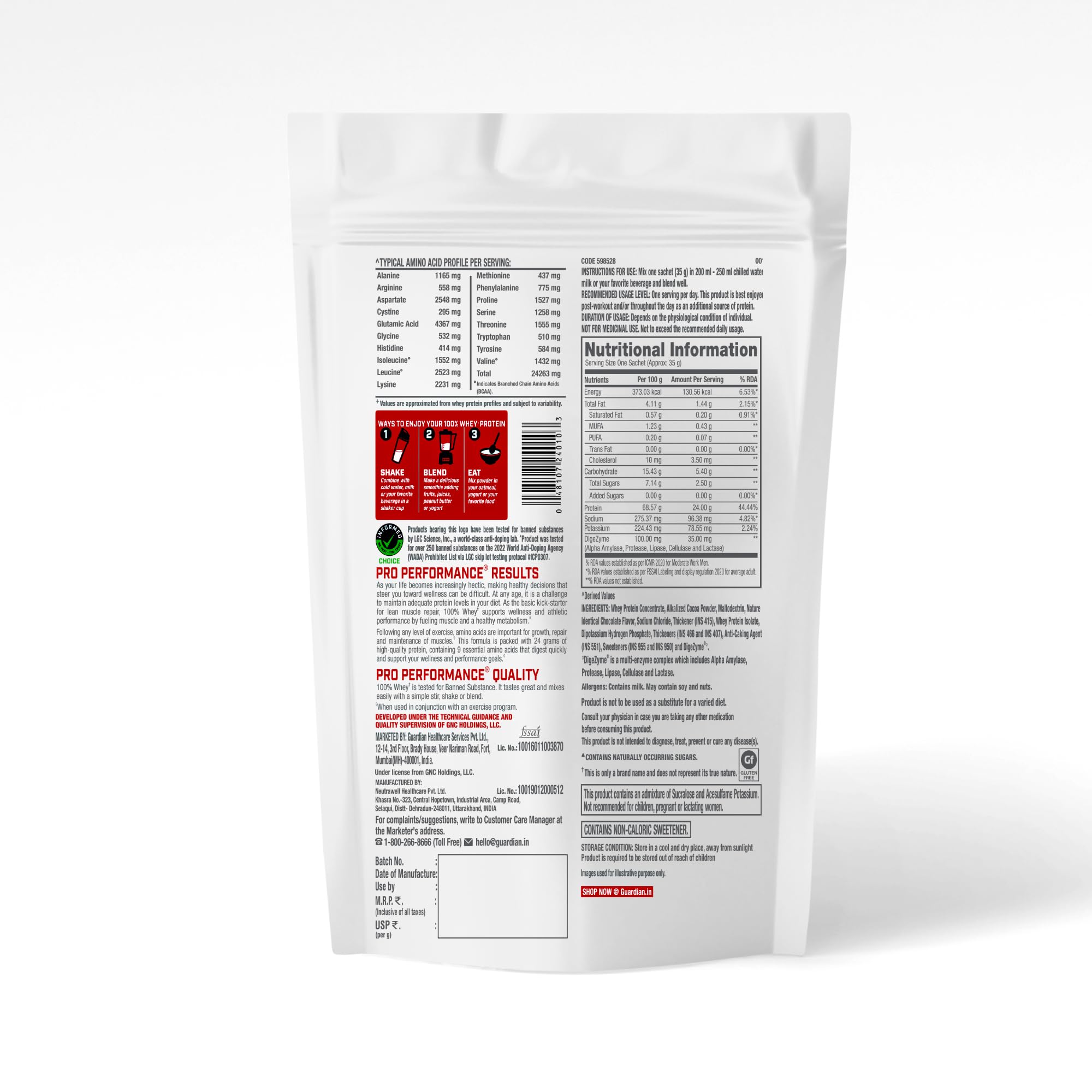 GNC Pro Performance 100% Whey Protein Powder | 35 Gm | 1 Serving | Boosts Strength & Endurance | Builds Lean Muscles | Fastens Muscle Recovery | 24g Protein | 5.5g BCAA | Chocolate Fudge — Amazon image 6