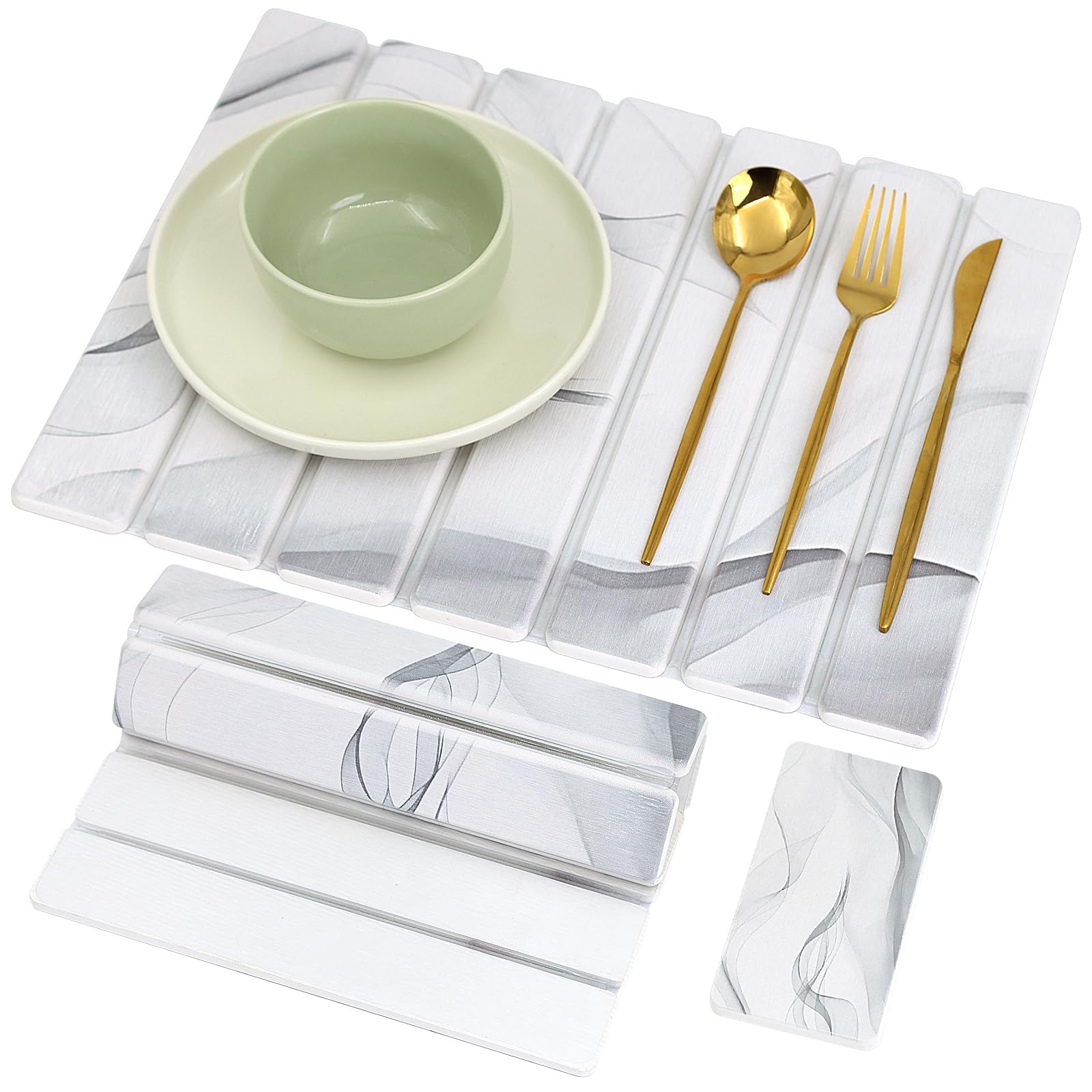 Kteeurqer Stone Drying Mat Kitchen 40 x 30 cm with Soap Holder
