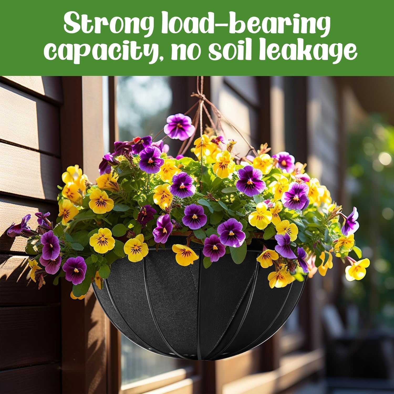 SUNNEE 6 Pcs Hanging Basket Liners 12 Inch,Felt Basket Liner,Garden Basket Liners,for Outdoor Hanging Flowers Vegetables,Avoid Birds Nesting (Black) - Image 4