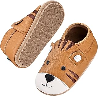 Krabbelschuhe Baby Lauflernschuhe Weicher Leder Jungen Mädchen Lederschuhe Babys Rutschfeste Krabbelschuhe mit Gummisohle Babyschuhe