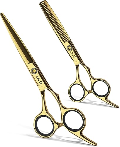 ULG - Tijeras de corte de cabello, kit de tijeras de adelgazamiento profesional para peluquería peluquería texturizadora, borde de afeitar, tijeras