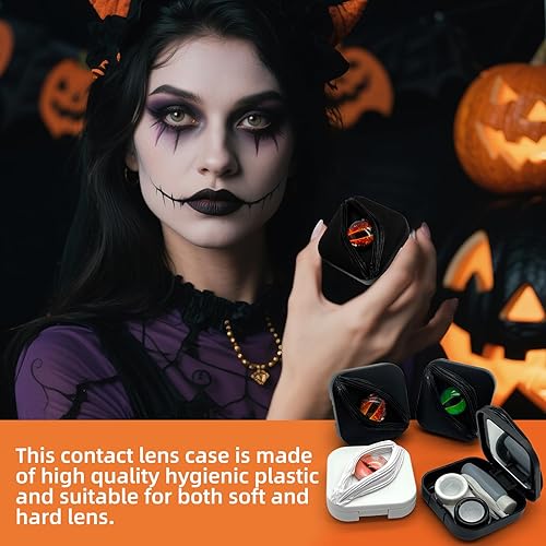 Miniatura 4 de Fundas para lentes de contacto (solo funda, sin contactos) Soporte de almacenamiento de lentes de contacto estilo Halloween espeluznante y elegante
