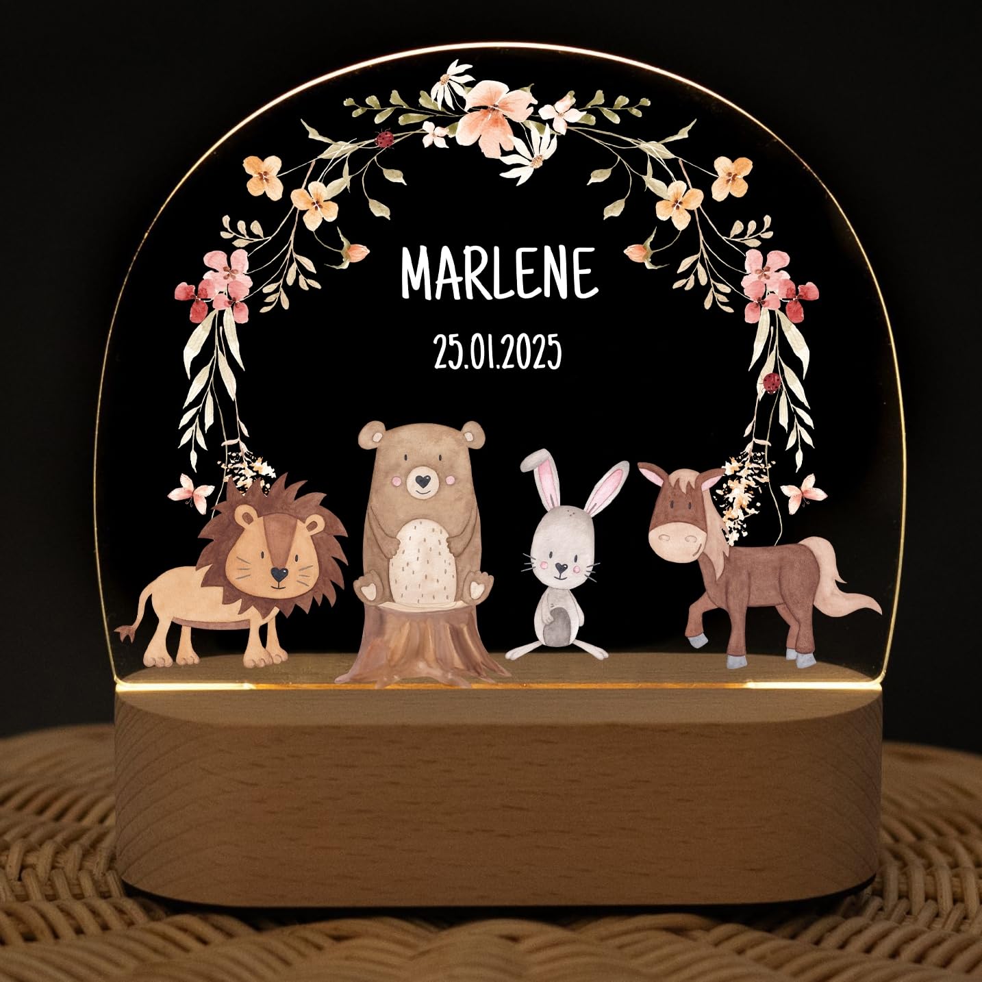 wunderwunsch® - Personalisiertes Nachtlicht für Babys - Individuelle Nachttischlampe für Kinder - Personalisierte Geschenke Kinder - Babygeschenk - Geschenk zur Geburt