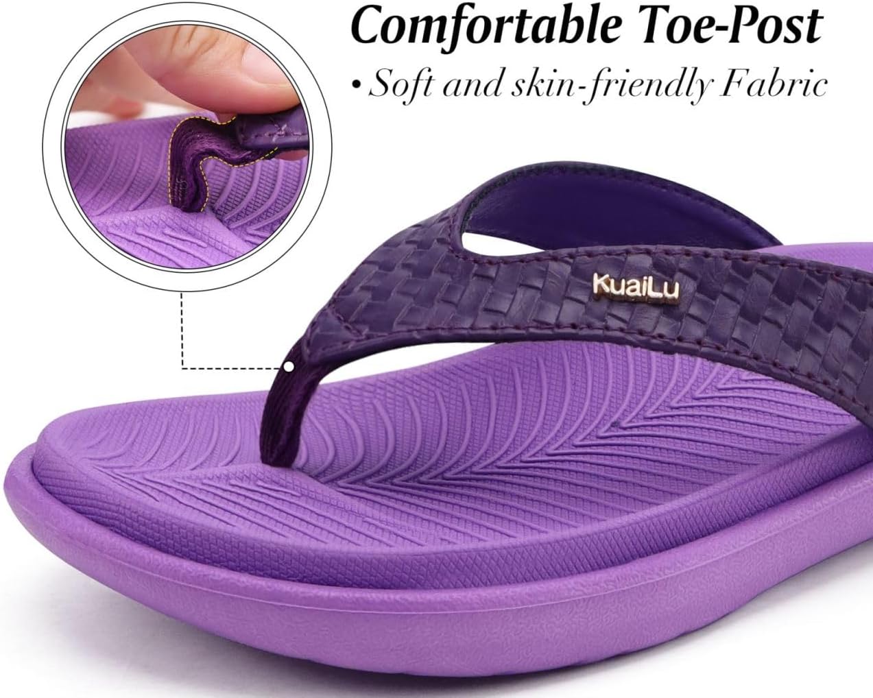 KuaiLu Womens Flip Flops Ladies Yoga Mat Comfortable Walking Thong Sandals With Plantar Fasciitis Arch Support Slip On Indoor Outdoor For Summer - Image 6