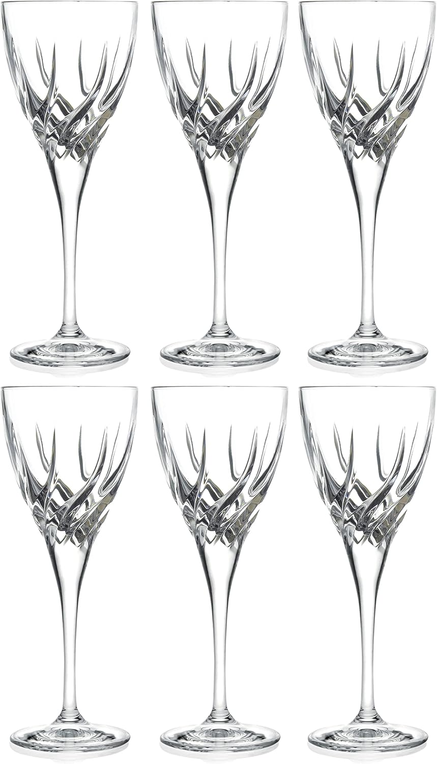 Barski Wine Glass - Goblet - Red Wine - White Wine - Water Glass - Stemmed Glasses - Set of 6 Goblets - Crystal like Glass - 8.3 oz. Beautifully - Cut Crystal - Designed Made in Europe