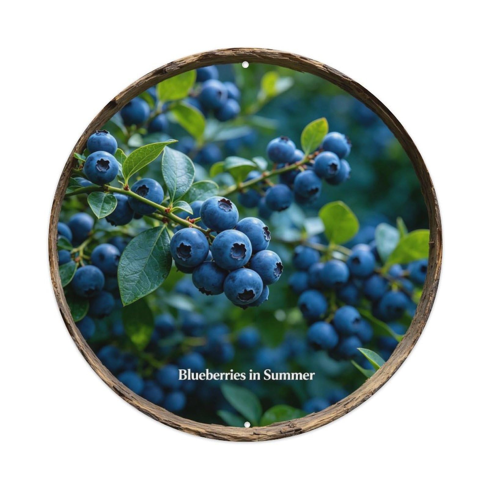 Blueberries in Summer Metal Tin Sign Plaque