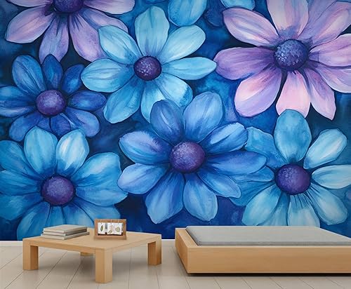 Miniatura 12 de Mural de pared floral retro, papel tapiz rústico floral de bar, flores abstractas 3D, impermeable, para cafetería, restaurante, sala de estar,