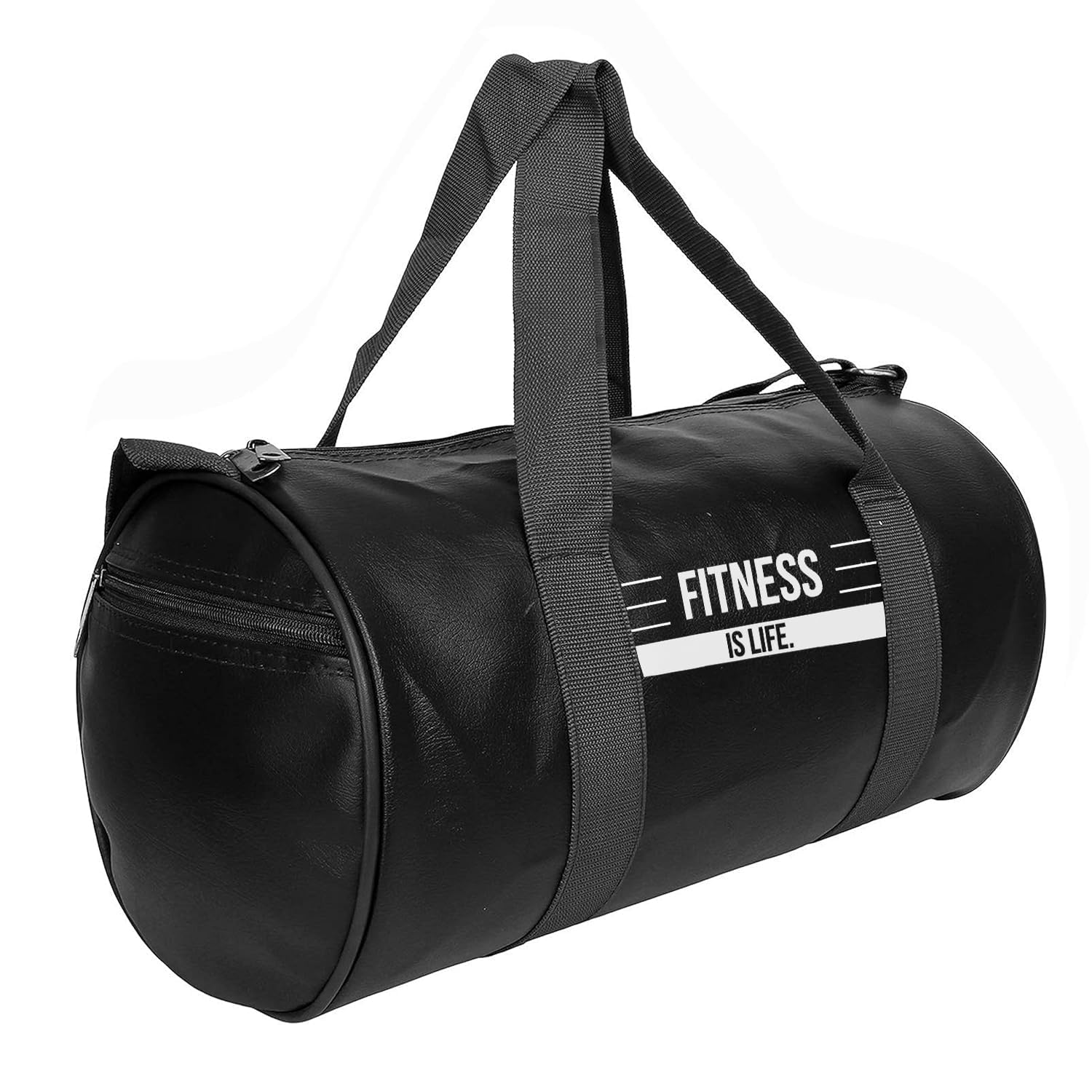 COOL INDIANS Fitness is Life Basic Duffle Gym Bag| Fitness Bag | Sports Kit Bag | Training Bag | Shoulder Bag | Travel Carry Bag, with Adjustable Shoulder Strap, for Men/Women (Black, 20L)-image-4
