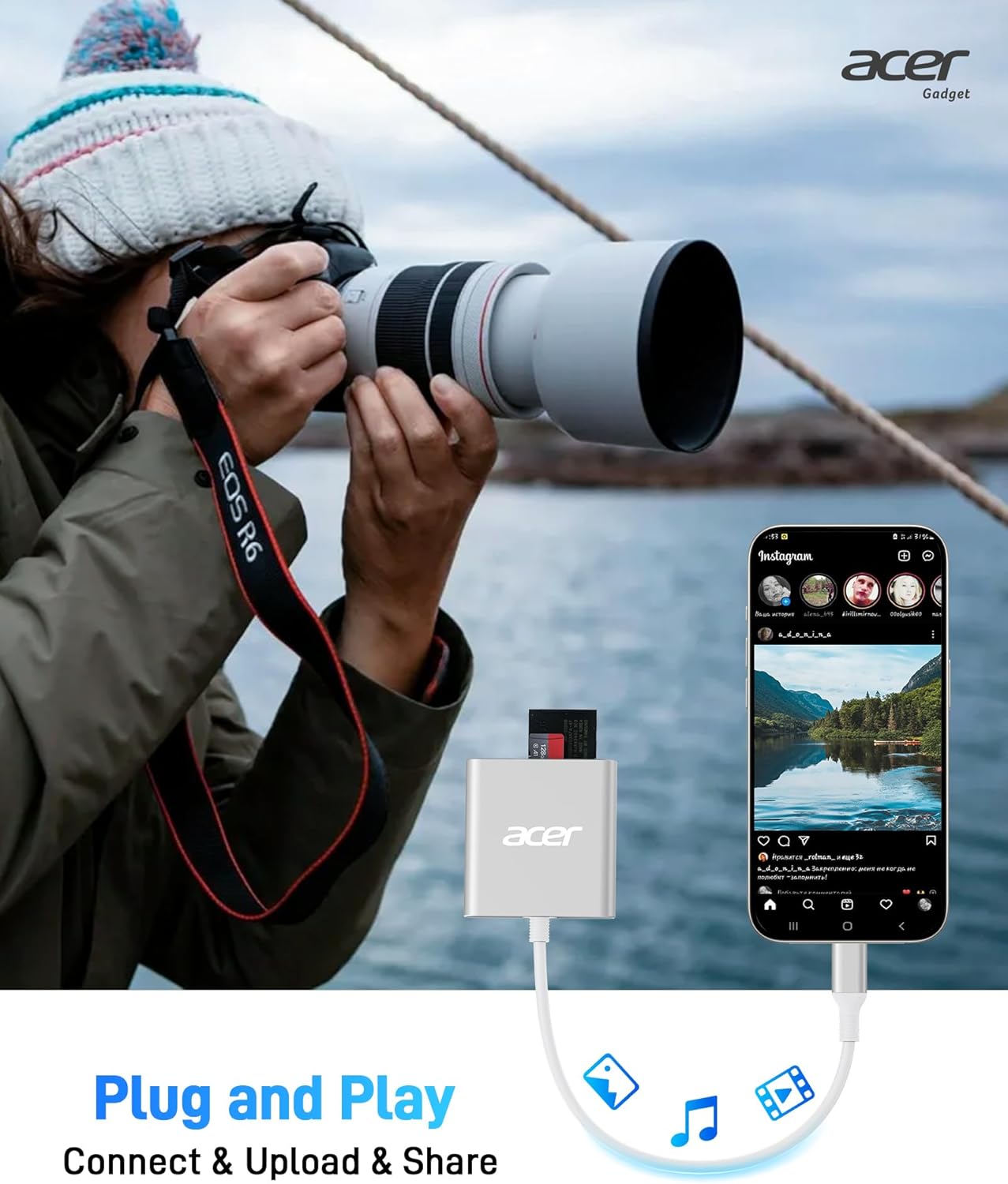 Acer SD 4.0 Card Reader, UHS-II Micro SD Reader USB C, Dual Slot Type C Memory Card Adapter with 100W PD Port for MicroSD SDXC SDHC UHS-II & UHS-I for iPhone 15/16, Laptop, MacBook(Silver) image 6 of 8 B0D78X1RP1