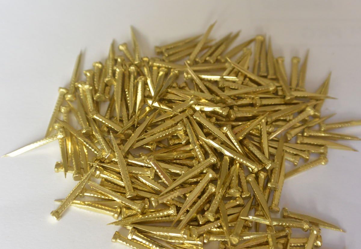 Solid Brass Nails Tacks for Shoes Boots Leather Heels Soles Repairs Replace 2 oz (Bulldog Clinching Nails 5/8")