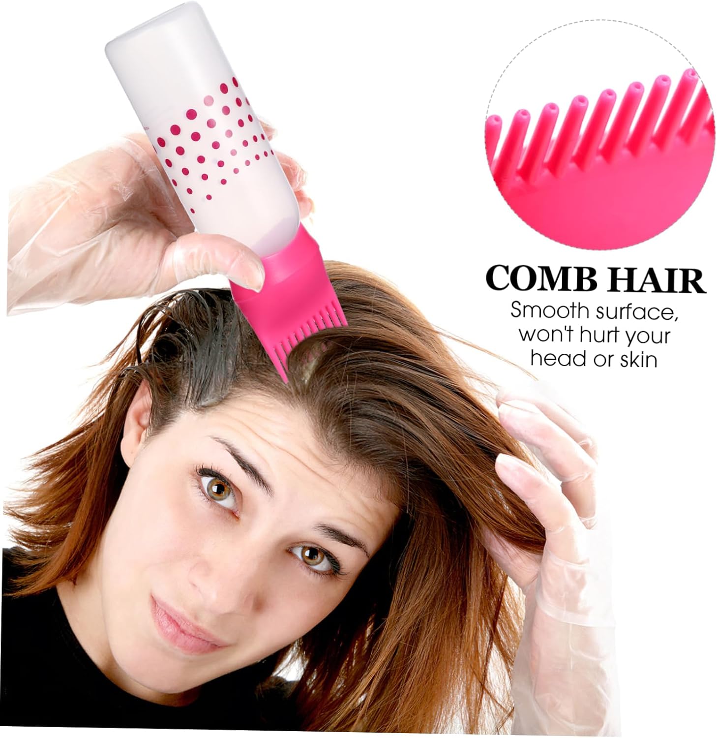 2Pcs Pink Hair Color Applicator Bottles with Scale Lines, Dye Containers