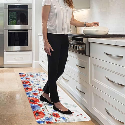 Vista 389 de Tapete de Feliz Navidad, tapete antideslizante para puerta delantera, baño, cocina, dormitorio, patio, entrada, 16 x 24 pulgadas, rojo, negro y verde