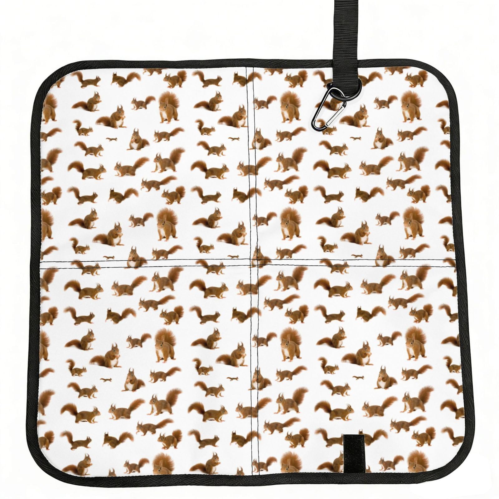 SDEGTHO Cute Squirrel Printed Foldable Seat Pad with Closure, Lightweight Cushion for Airplane Travel Camping