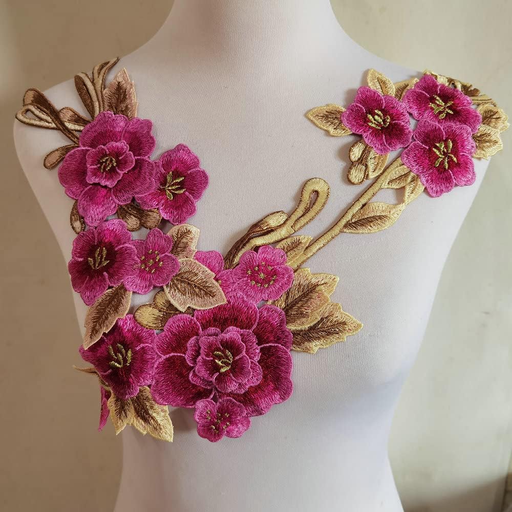 2pcs Beautiful Embroidered Flower Sewing On Patches Accessories Repair Decoration Appliques (Light Pink)