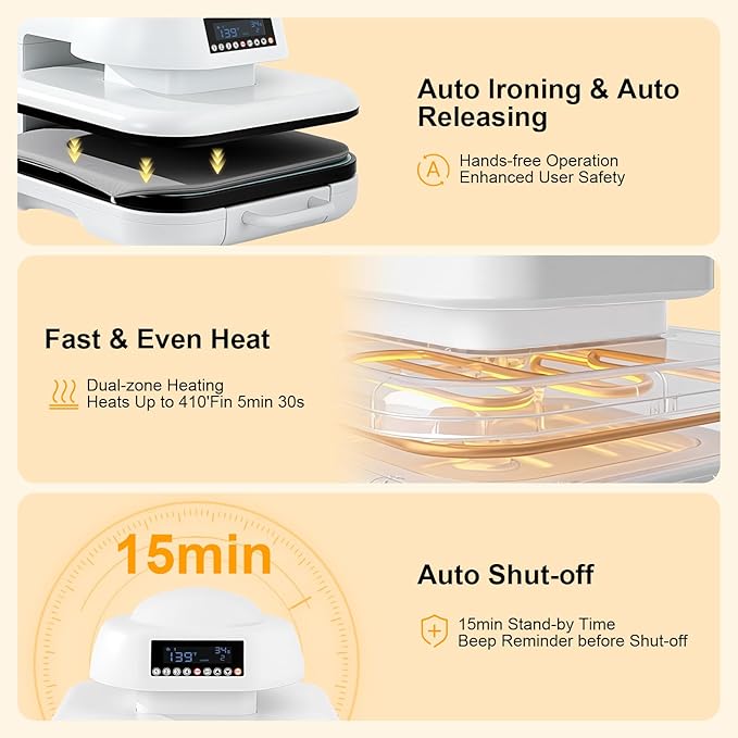 Auto Heat Press 2 - Máquina de plancha térmica 15x15 para camisetas miniatura 5