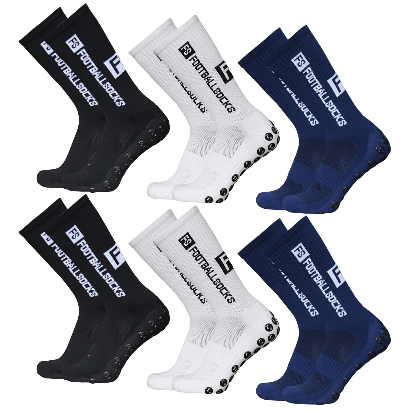 Lixada Chaussettes de Football pour enfant Chaussettes de Sport en Plein Air Compression Chaussettes Sportives Chaussettes Antidérapantes avec Poignées - 3/6 Paires (39-46)