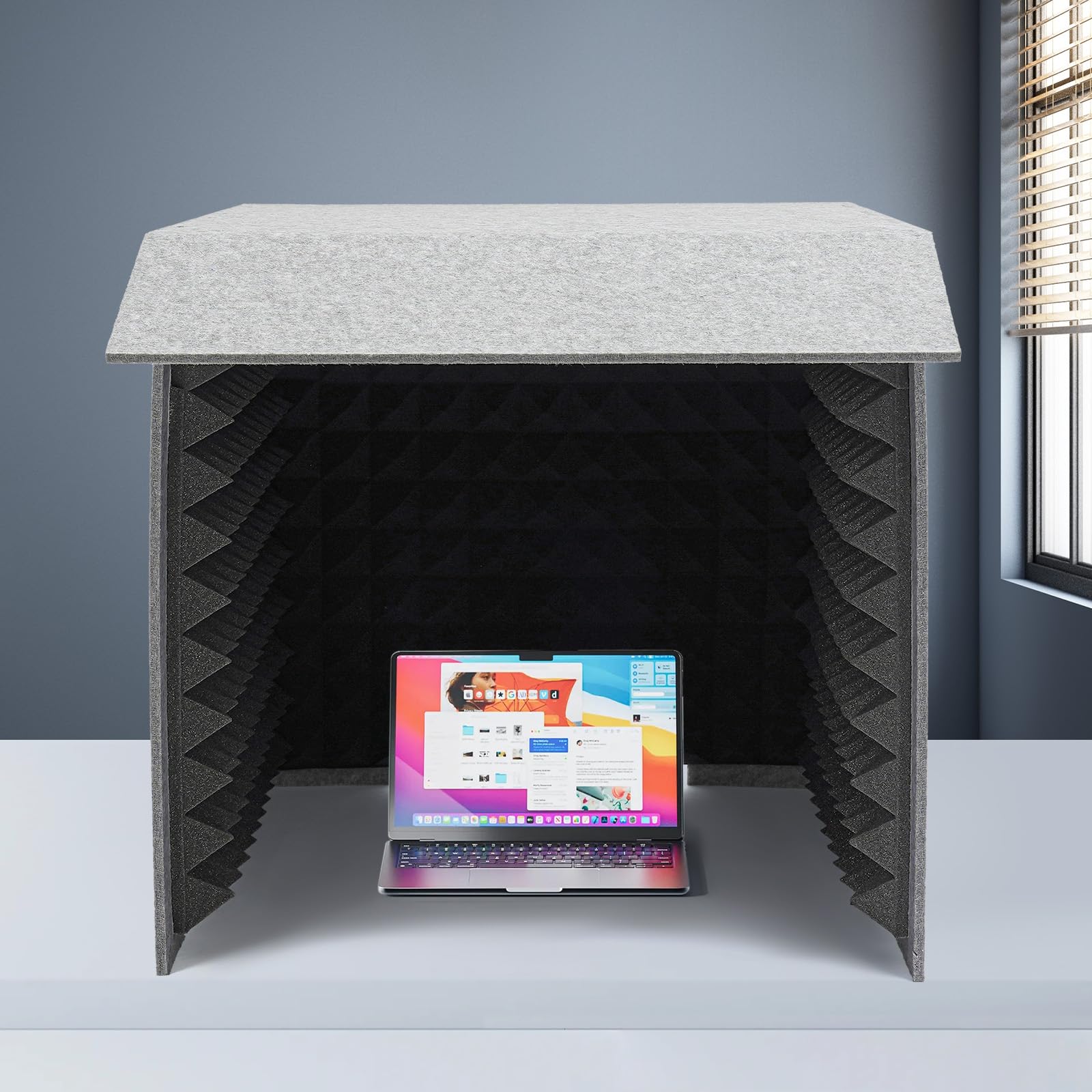 Cubierta de aislamiento acústico de escritorio para micrófono y área de grabación, protección de absorción de sonido portátil de estudio con espuma de 50 mm y paneles de sonido de 12 mm de grosor para
