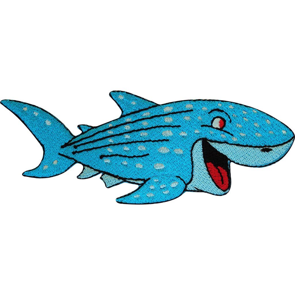 Ellu Blue Embroidered Shark Iron On Badge Sew On Patch Embroidery Fish Clothing Applique