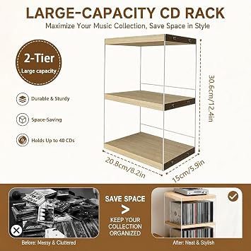 CD Holder Desk Rack Organizer, Acrylic CD Storage Units, CD Storage Rack