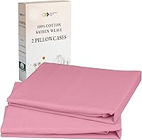 Vista 22 de California Design Den Juego de 2 fundas de almohada estándar tamaño Queen - 100% algodón, juego de 2 fundas de satén suave, se adapta a almohadas