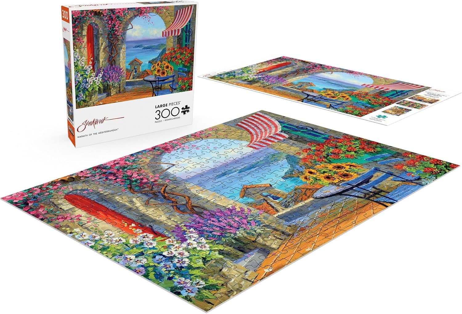 Buffalo Games - Mikki Senkarik - Warmth of the Mediterranean - 300 Piece Jigsaw Puzzle for Adults -Challenging Puzzle Perfect for Game Nights - Finished Size is 21.25 x 15.00