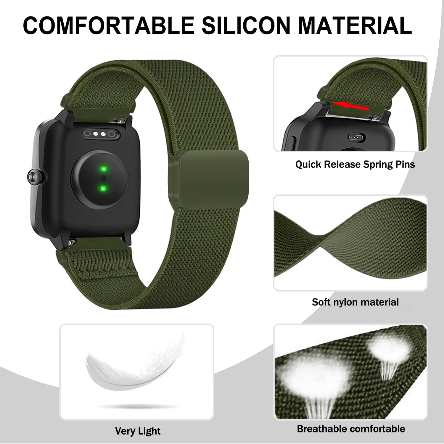 VELULYX Nylon Band Compatible Veryfit Smart Watch IDW19/IDW13/IDW16/IDW18 - Image 2