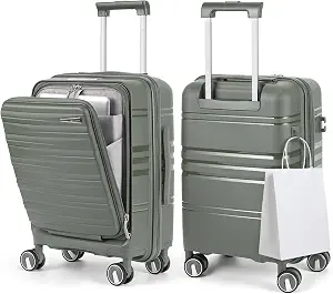 Rainsmore Expandable 20-Inch Carry-On Luggage with Laptop Compartment, Sage Green