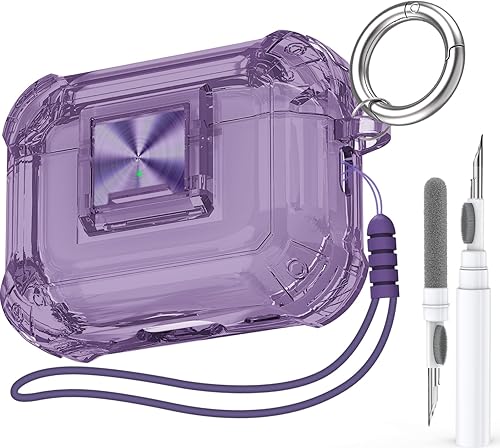 Funda transparente para AirPods Pro de 2 generación con clip de bloqueo seguro, protección completa contra caídas, material de TPU suave de alta