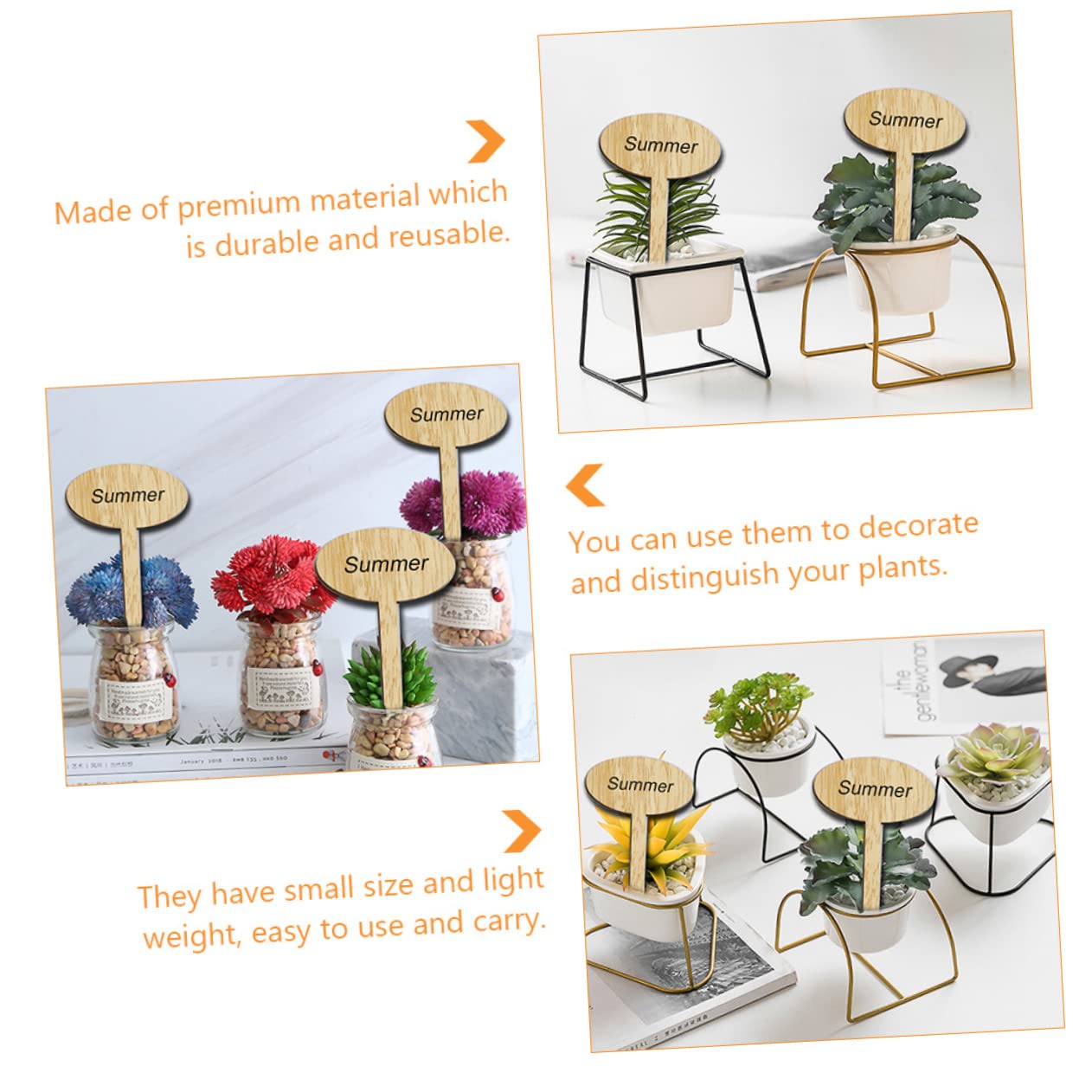 INOOMP Lot De 3 Étiquettes Pour Plantes Dextérieur Marqueurs De Jardin En Bois Réutilisables Pour Projets Scolaires 50 Pièces X 3