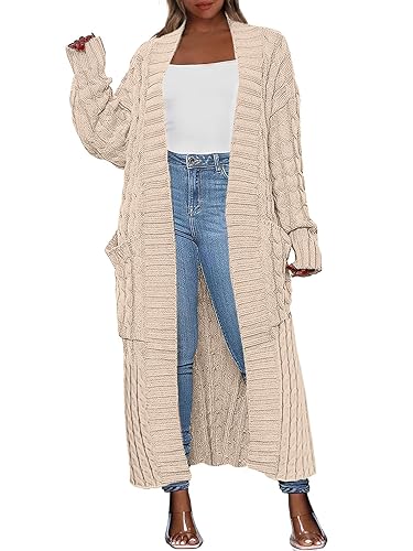 Caracilia Womens Long Cardigan Sweaters 2025 Fall Open Front Coat