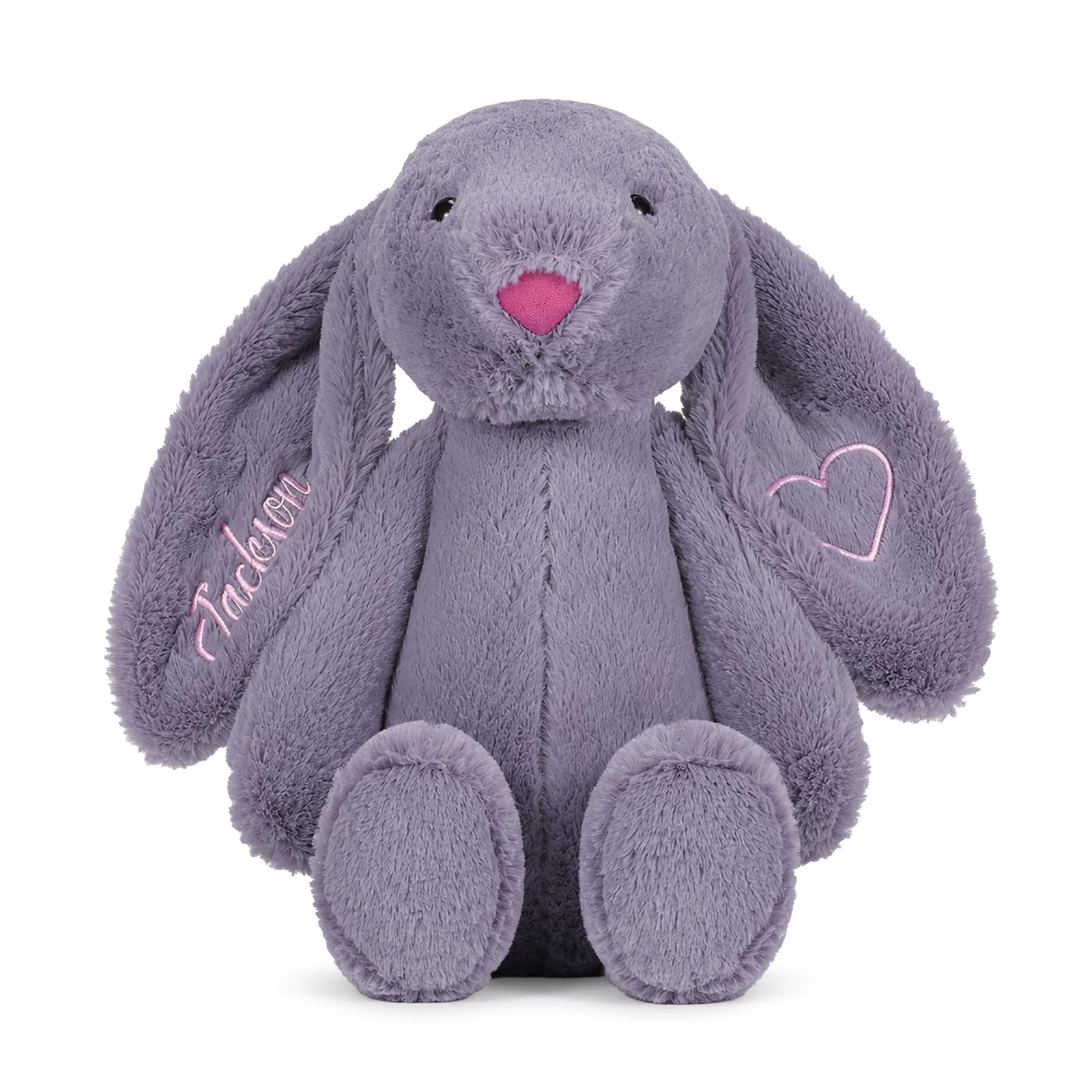 Jeweidea Personalised Bunny Rabbit Soft Toy with Name for Newborns Baby Comfort Plush Toy for Boys Girls for Baby Birthday Gifts Baby Shower Christening Gifts (B-Purple)