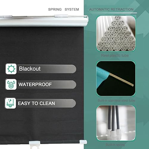 Miniatura 3 de Persianas opacas con ventosa, persianas enrollables retráctiles, cortinas ligeras de filtrado de luz, 12 tamaños, persianas enrollables temporales