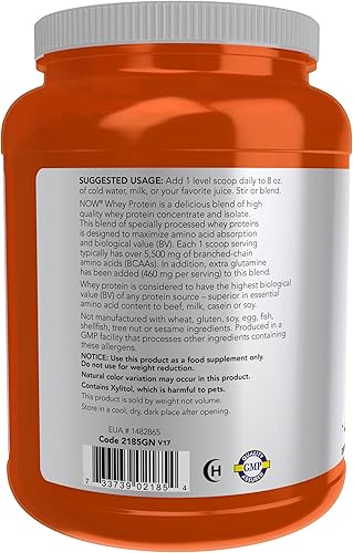 Miniatura 3 de NOW Sports Nutrition, Whey Protein, 26 g With BCAAs, Creamy Vanilla Powder, 2-Pound