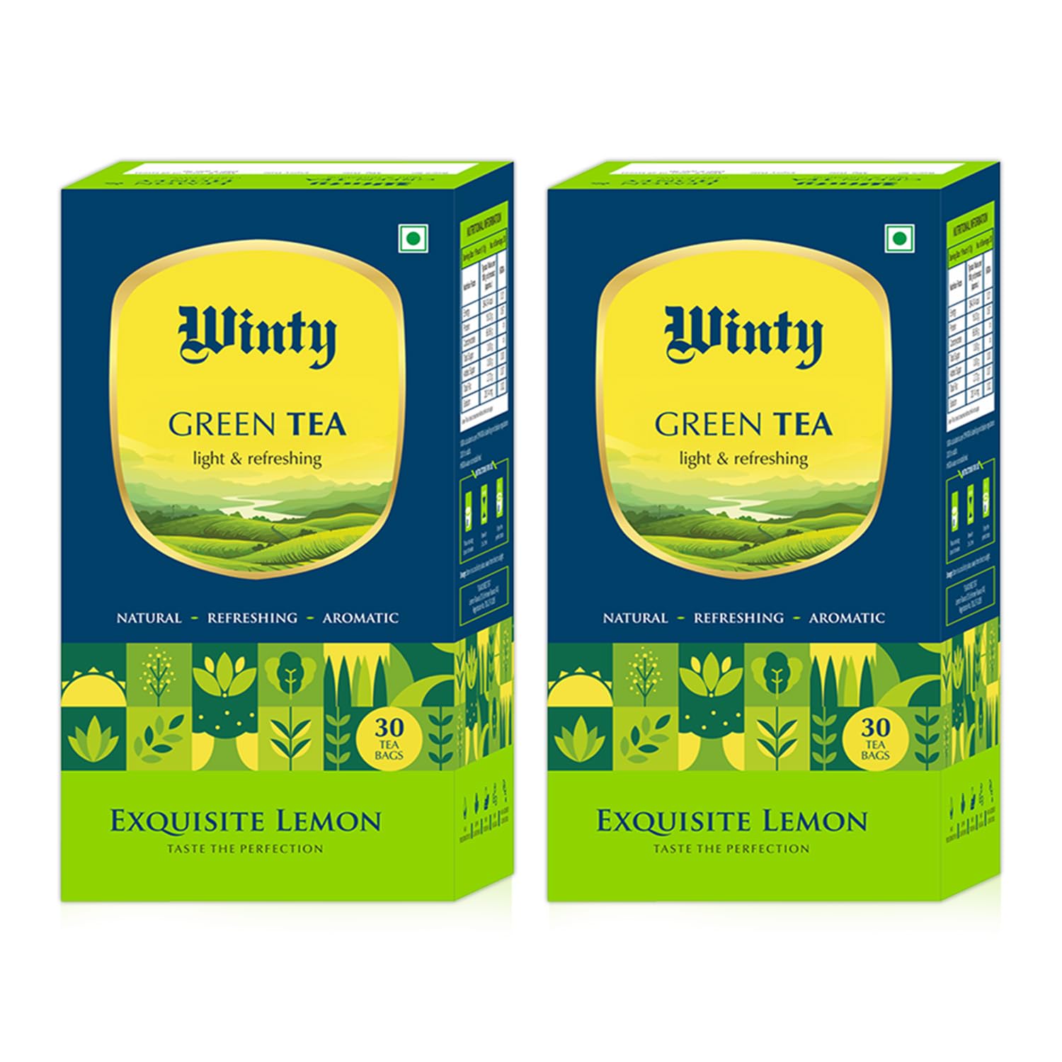 Winty Exquisite Lemon Green Tea – Pack of 2 (30 Bags Each) | Aromatic Blend Lemon & Peach | For Body Detox, Immunity and Weight Management | Herbal Tea Bags | Low Caffeine | No Preservatives-image-3