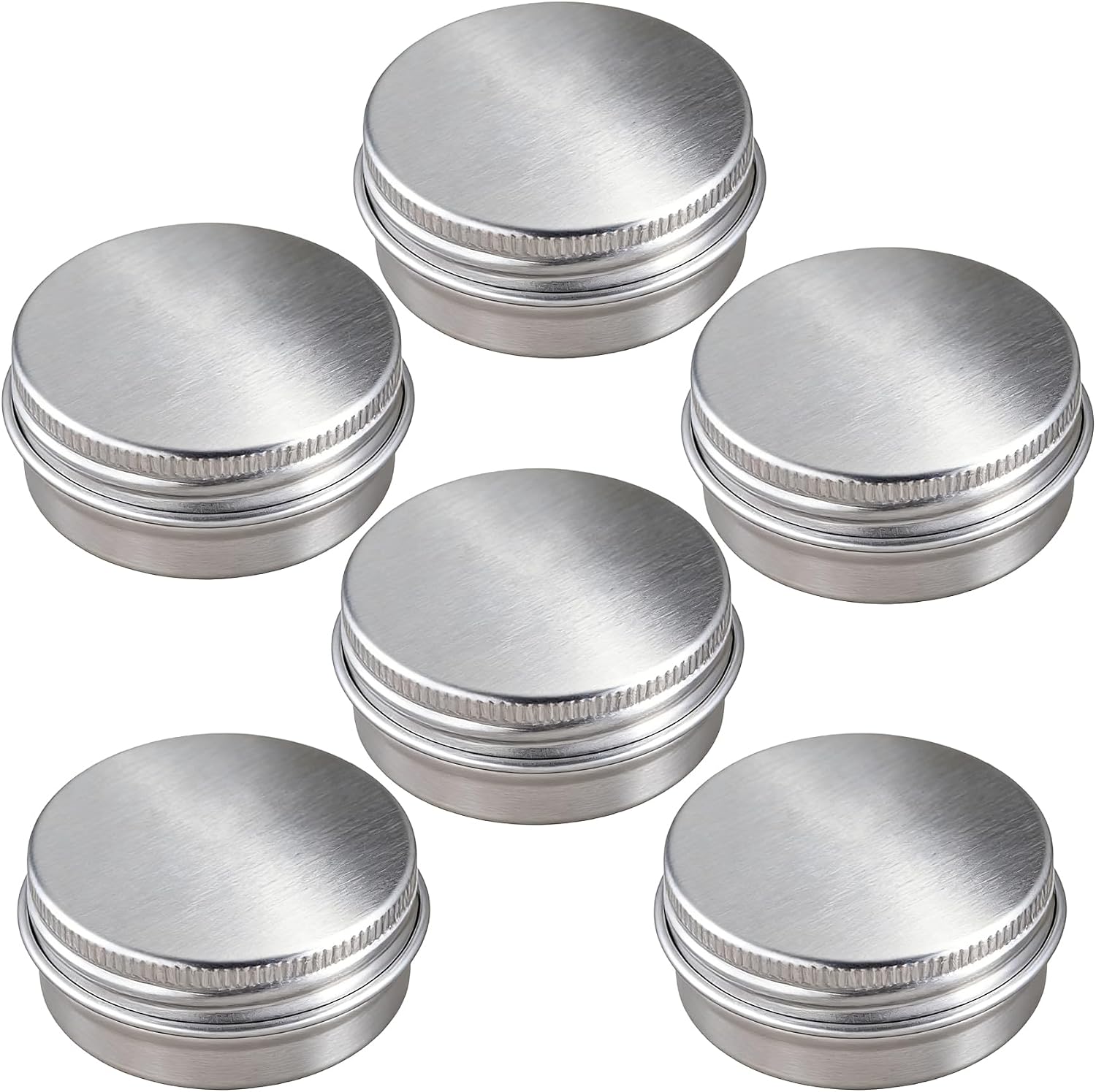 6 Pack 0.5 Ounce Small Tins with Lids, Mini Round Aluminum Salve Tins, Small Jar Refillable Container for Cream, Lip Balm, Beard Balms, Candles-Silver
