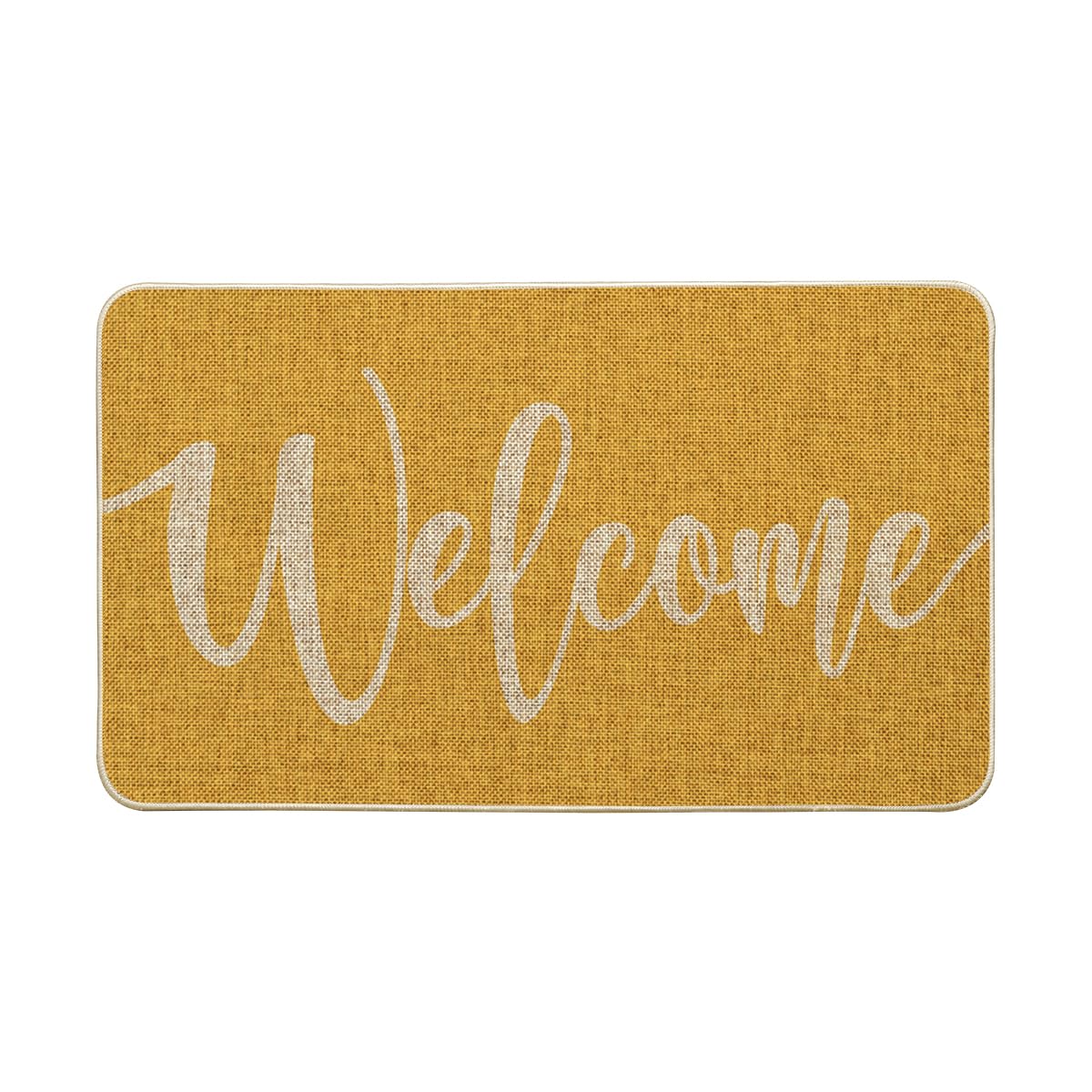 Artoid Mode Yellow Welcome Regular Doormat, Home Decor Low-Profile Switch Rug Door Mat Floor Mat for Front Door Indoor Outdoor Entrance 17x29 Inch