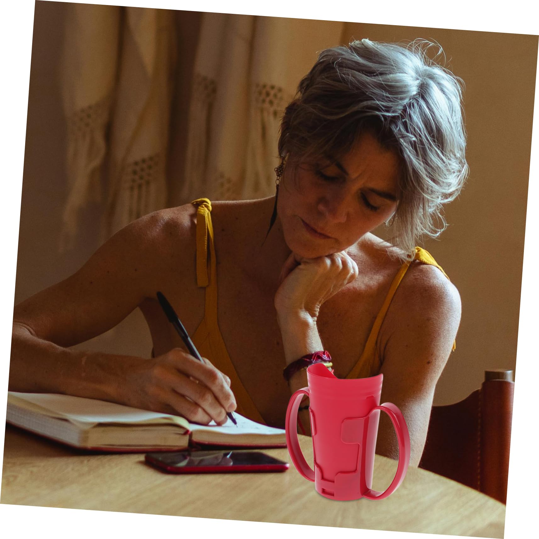 5piezas Taza De Antiderrame Para Pacientes Discapacitados y Ancianos Vaso Inclinado Para La Hidratación Para y Agua Diseño Ergonómico y Práctico Rojo