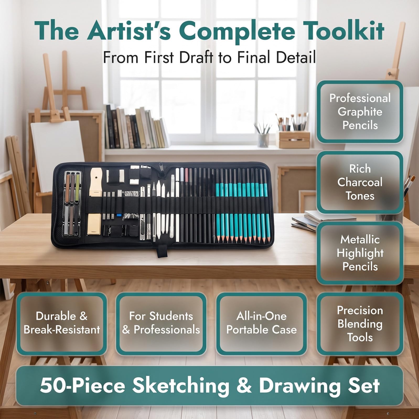 HAPINARY Lápices De Dibujo Para Estudiantes Kit De Dibujo Lápices Accesorios De Arte Para Principiantes