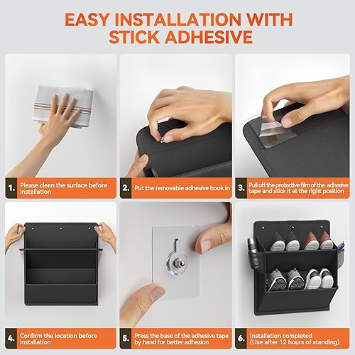 Miniatura 3 de DEYILIAN Paquete de 2 zapatos para autocaravana con cinta adhesiva adhesiva, zapatero para colgar sobre la puerta, organizador de zapatos colgante