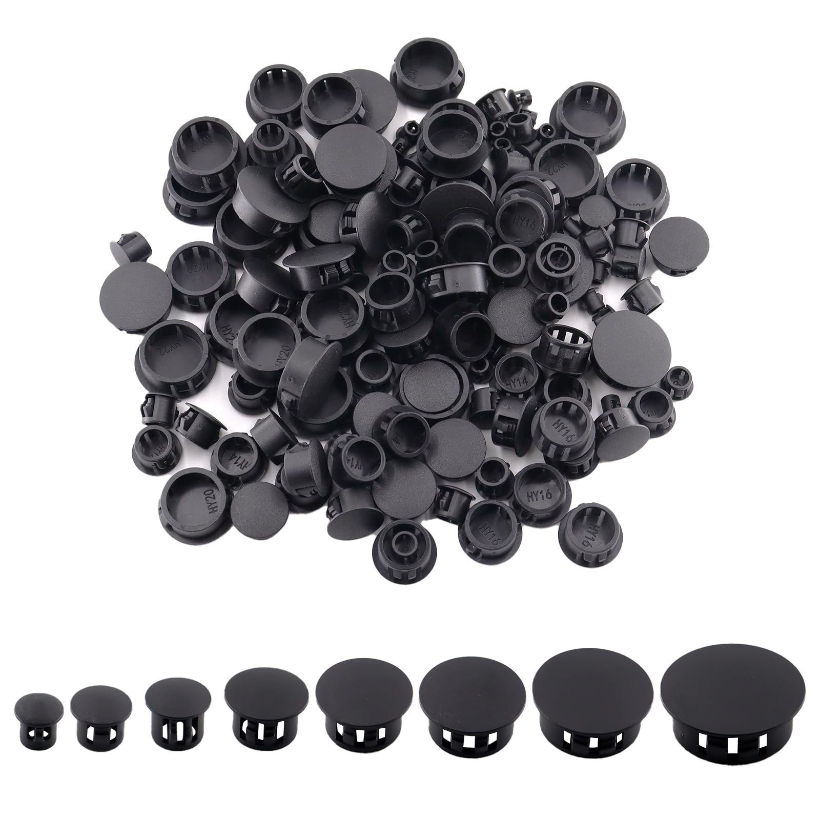 80 Tappi Di Gomma Silicone In 8 Misure (4-9.5 Mm) - Per Fori, Bottiglie, Mobili, Nero