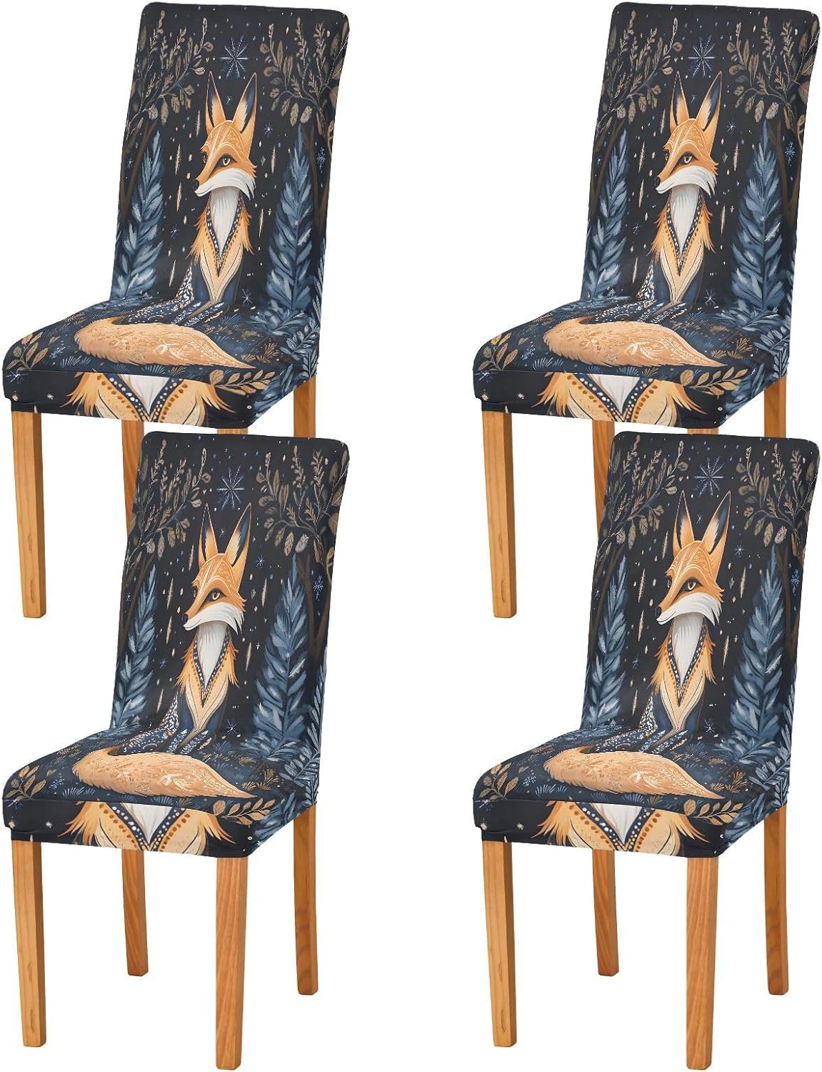 ALAZA Chair Covers for Dining Room, Fox Stretch Chair Cover Sets Chair Protector Removable Washable for Ktichen Restaurant Hotel