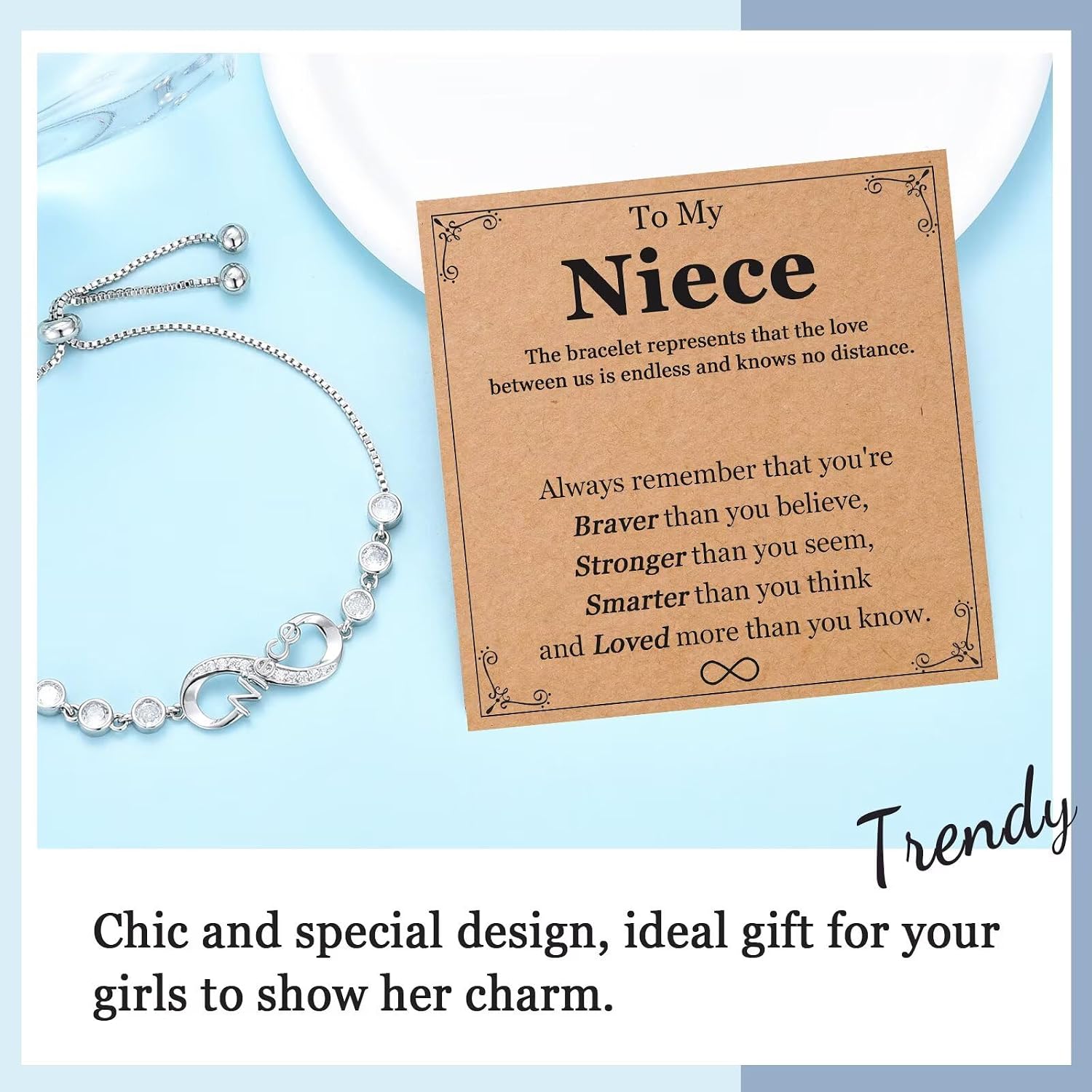 Gifts for Girls Infinity Bracelets for Women Birthday Christmas Link Jewelry for Daughter, Granddaughter, Niece, Sister