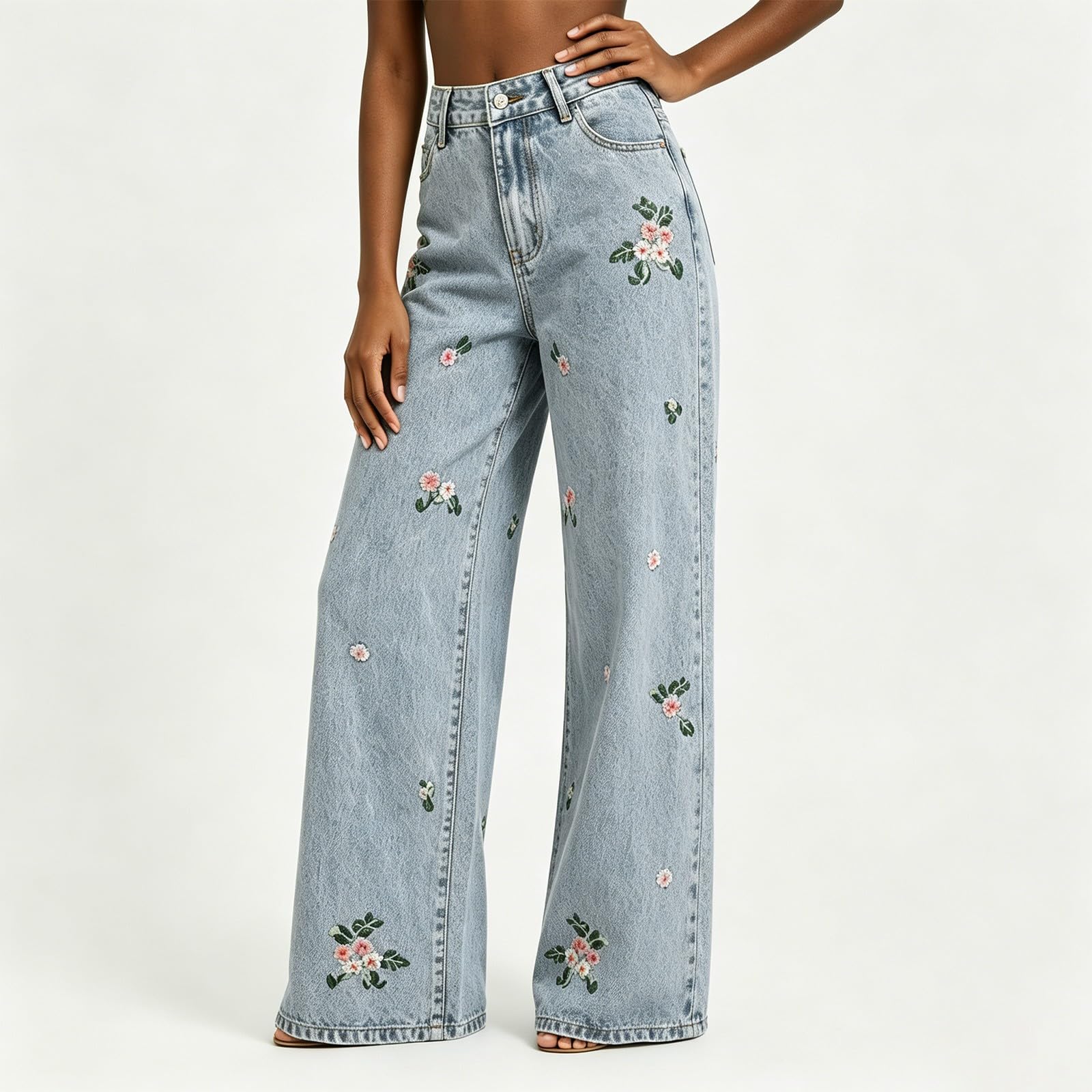 Weite Jeans Damen Baggy Hose High Waist Denim Pants Vintage Jeanshose