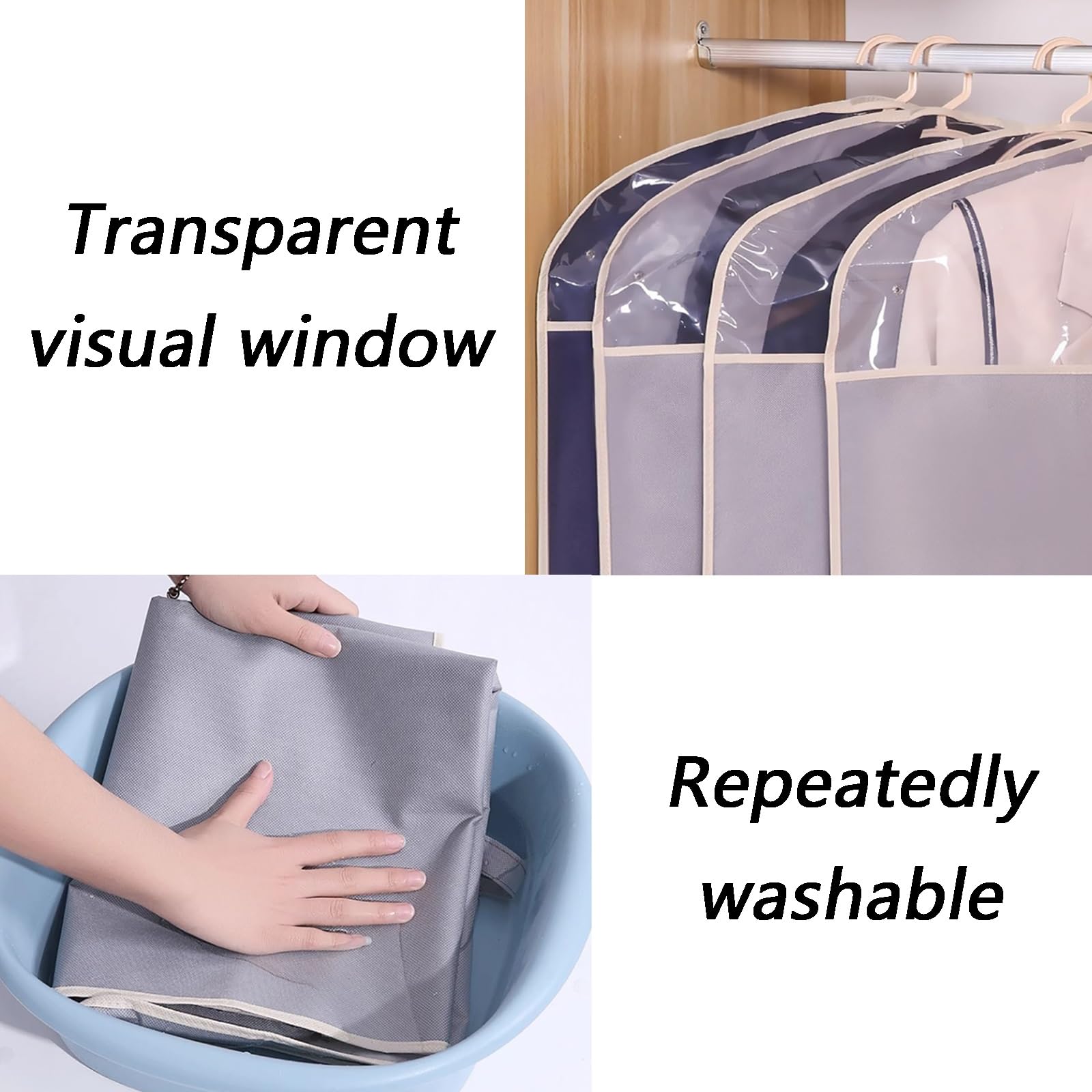 Borsa da viaggio for abiti appesi, copertura for indumenti in tessuto non tessuto con cerniera, for vari, copertura for appendiabiti1(Blue,60 * 130cm)