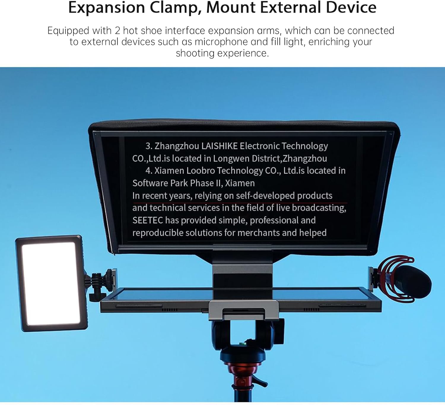 TP16 teleprompter is a 16-inch Foldable Prompter Suitable for DSLR Cameras, Tablets, and Smartphones. It Features a Remote Control and a Carry case for Video Recording, l