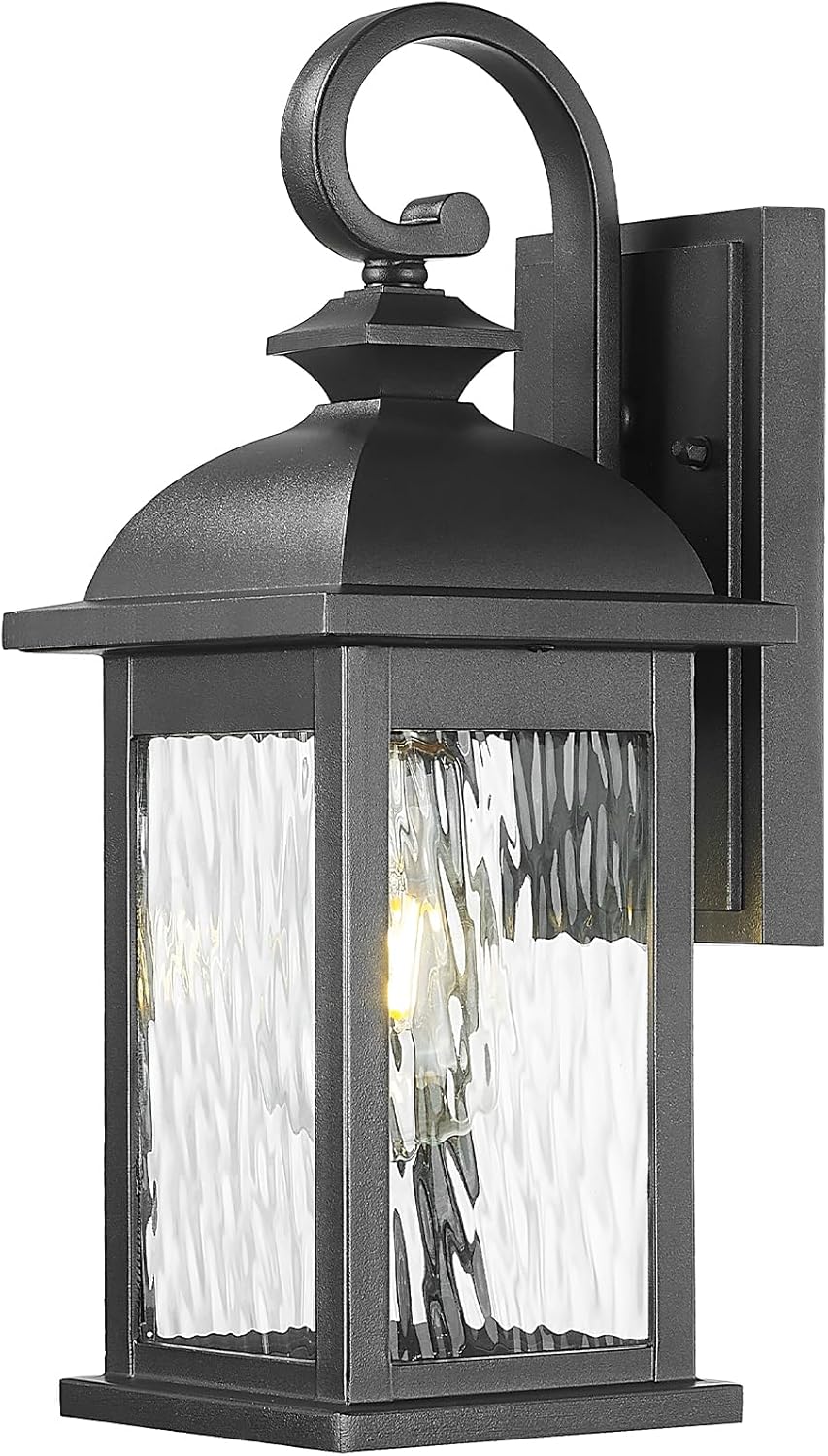 Outdoor Wall Lights Waterproof Exterior Sconce Porch Light Wall Mounted Outdoor Wall Lighting Fixtures with Water Ripple Glass Modern Outside Wall Lamps for House Patio Garage
