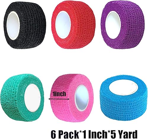 Miniatura 2 de Baisunt Paquete de 6 vendajes cohesivos de 1 pulgada, cinta autoadhesiva autoadhesiva autoadhesiva transpirable para muñeca, tobillo, deportes,