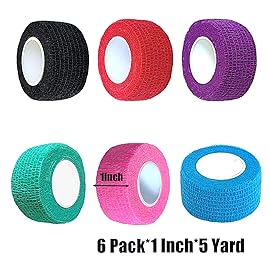 Baisunt 6 Pack 1 Inches Cohesive Bandage Self Adhesive Wrap Elastic Self Adherent Vet Wrap Breathable Self Stick Tape for Wrist, Ankle, Sports, Tatoo Wrap(5 Yards, Multi Colors)